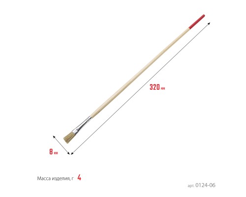 Плоская тонкая кисть UNIVERSAL, 8 мм, светлая натуральная щетина, деревянная ручка, все виды ЛКМ STAYER 0124-06