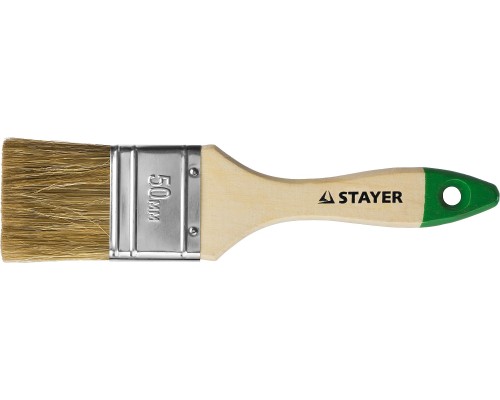 Плоская кисть LASUR, 50 мм, 2", смешанная щетина, деревянная ручка, для высокотекучих ЛКМ STAYER 01031-50