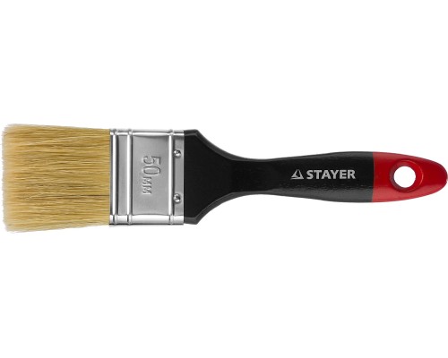 Плоская кисть Universal, 50 мм, 2", светлая, натуральная щетина, деревянная ручка, все виды ЛКМ STAYER 0104-050