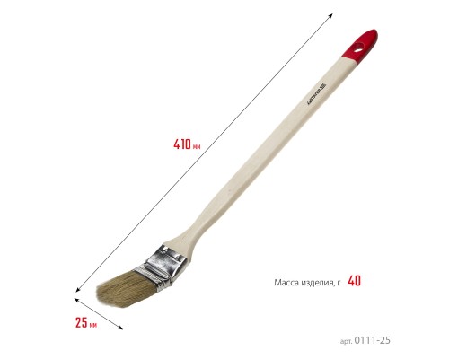 Радиаторная кисть UNIVERSAL, 25 мм, 1", светлая натуральная щетина, деревянная ручка, все виды ЛКМ STAYER 0111-25