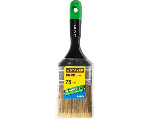 Плоская кисть UNIVERSAL-ARTEX, 75 мм, 3", искусственная щетина, деревянная ручка, для высокотекучих ЛКМ STAYER 0106-075