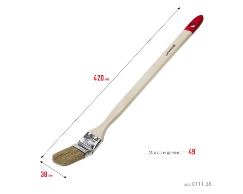 Радиаторная кисть UNIVERSAL, 38 мм, 1.5", светлая натуральная щетина, деревянная ручка, все виды ЛКМ STAYER 0111-38