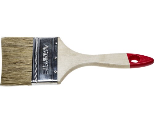 Плоская кисть UNIVERSAL, 75 мм, 3", светлая натуральная щетина, деревянная ручка, все виды ЛКМ STAYER 0101-075