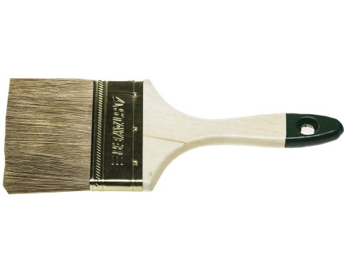 Плоская кисть LASUR, 100 мм, 4", смешанная щетина, деревянная ручка, для высокотекучих ЛКМ STAYER 01031-100