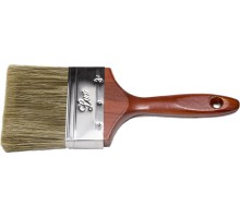 Плоская кисть LASUR-LUX, 100 мм, 4", смешанная щетина, деревянная ручка, для высокотекучих ЛКМ STAYER 01051-100