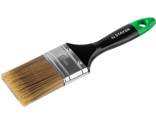 Плоская кисть UNIVERSAL-ARTEX, 63 мм, 2.5", искусственная щетина, деревянная ручка, для высокотекучих ЛКМ STAYER 0106-063