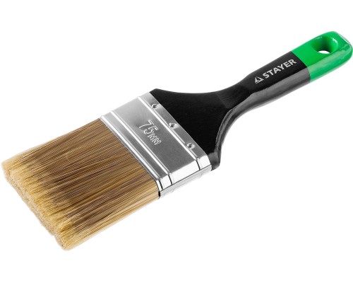 Плоская кисть UNIVERSAL-ARTEX, 75 мм, 3", искусственная щетина, деревянная ручка, для высокотекучих ЛКМ STAYER 0106-075