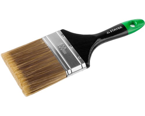 Плоская кисть UNIVERSAL-ARTEX, 100 мм, 4", искусственная щетина, деревянная ручка, для высокотекучих ЛКМ STAYER 0106-100