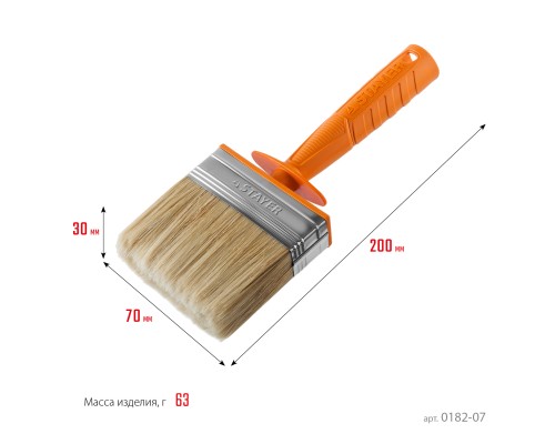 Макловица Universal MINI, 3x7 см, светлая натуральная щетина, пластмассовый корпус, все виды ЛКМ STAYER 0182-07