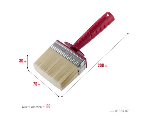 Макловица UNIVERSAL, 3x7 см, светлая щетина, пластмассовый корпус, все виды ЛКМ STAYER 01824-07