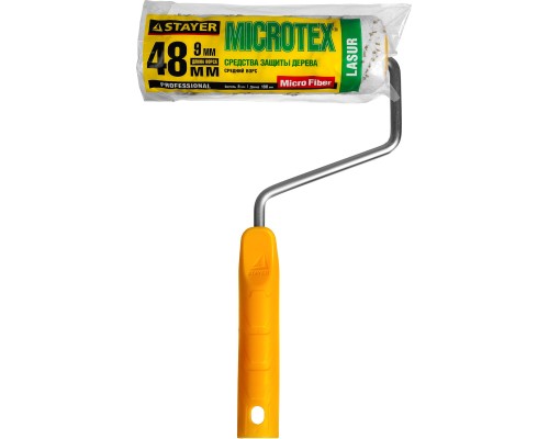 Малярный валик MICROTEX, 48x180 мм, бюгель 8 мм, ворс 9 мм, для агрессивных сред STAYER 0341-18