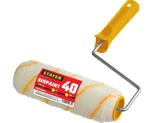 Малярный валик GIRPAINT, 40x180 мм, бюгель 6 мм, ворс 12 мм, полиакрил, все виды ЛКМ STAYER 0315-18_z01