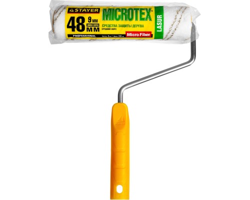 Малярный валик MICROTEX, 48x240 мм, бюгель 8 мм, ворс 9 мм, для агрессивных сред STAYER 0341-24