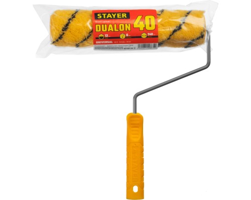 Малярный валик DUALON, 40x240 мм, бюгель 6 мм, ворс 12 мм, полиакрил, все виды ЛКМ STAYER 03184-24_z02
