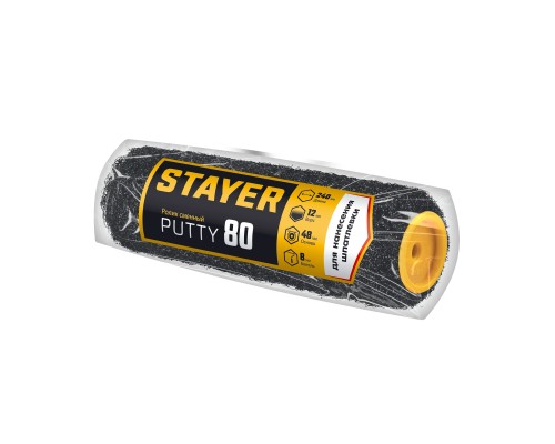 Ролик для шпатлевки PUTTY 80 мм, 240 мм, 8 мм ручка STAYER 02642-24