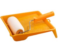 Малярный валик в наборе с ванночкой ПОРОЛОН, 46x180 мм, бюгель 6 мм, все виды ЛКМ STAYER 2-05438-18