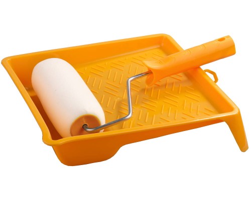 Малярный валик в наборе с ванночкой ПОРОЛОН, 46x180 мм, бюгель 6 мм, все виды ЛКМ STAYER 2-05438-18