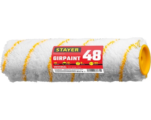 Малярный ролик GIRPAINT, 48x240 мм, бюгель 8 мм, ворс 12 мм, полиакрил, все виды ЛКМ STAYER 0214-24_z01