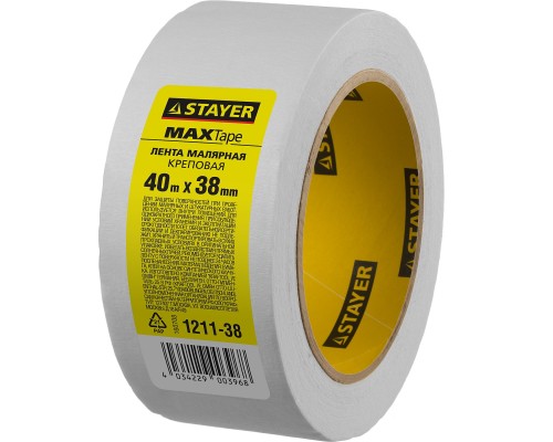 Малярный скотч MAXTape 38 ммx40 м, креповый STAYER 1211-38