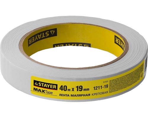 Малярный скотч MAXTape 19 ммx40 м, креповый STAYER 1211-19