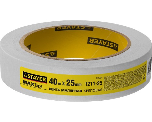 Малярный скотч MAXTape 25 ммx40 м, креповый STAYER 1211-25