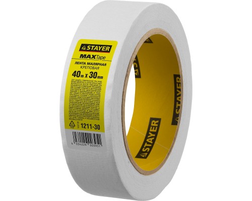 Малярный скотч MAXTape 30 ммx40 м, креповый STAYER 1211-30