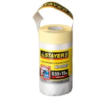 Защитная пленка-маскер с клейкой лентой 0.55x15 м, 9 мкм ПВД STAYER 12255-055-15