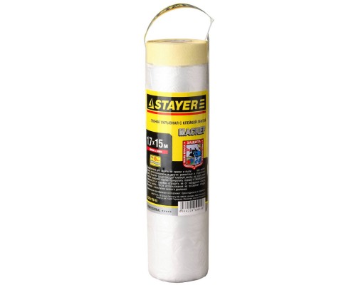 Защитная пленка-маскер с клейкой лентой 1.7x15 м, 9 мкм ПВД STAYER 12255-170-15