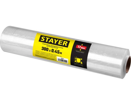 Упаковочная стрейч-пленка 300 мx450 мм, 17 мкм УФ стойкая, ручная STAYER 12611