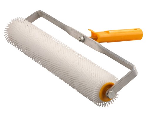 Игольчатый валик для наливных полов в сборе 75x400 мм, бюгель 8 мм, пластмассовые иглы STAYER 03951-40