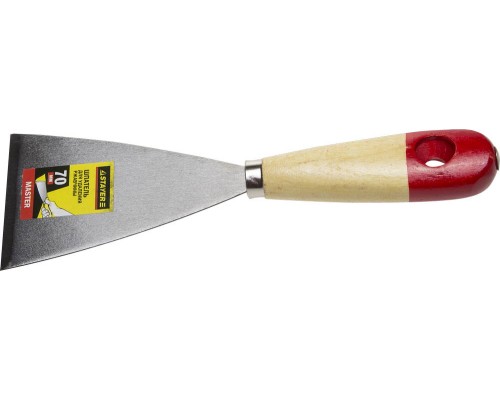 Шпатель для удаления ржавчины MAXFlat, 70 мм, усиленное стальное полотно, деревянная ручка STAYER 1002-70