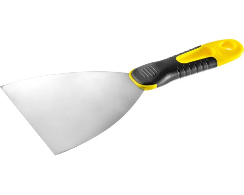 Нержавеющий шпатель PROFlat, 120 мм, х-образное профилированное полотно, облегченная двухкомпонентная ручка STAYER 10045-12