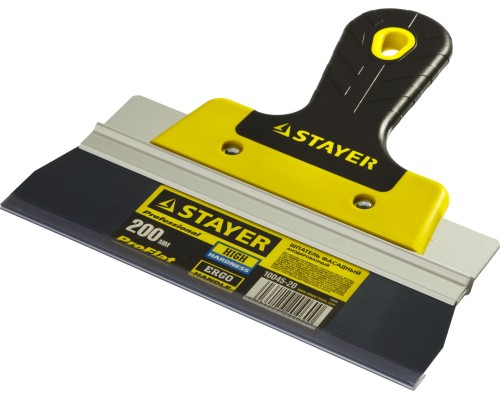 Фасадный шпатель PROFlat, 200 мм, усиленная алюминиевая направляющая, двухкомпонентная ручка, анодированный STAYER 10045-20