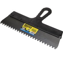 Нержавеющий фасадный шпатель PROFlat, 300 мм, зуб 6x6 мм, пластиковая ручка, зубчатый STAYER 1009-30-06