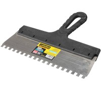 Нержавеющий фасадный шпатель PROFlat, 300 мм, зуб 8x8 мм, пластиковая ручка, зубчатый STAYER 1009-30-08