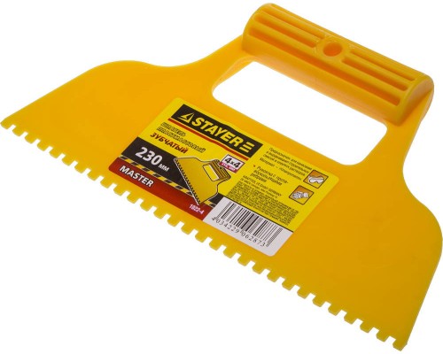 Малярный шпатель 230 мм, зубчатый 4x4 мм, пластмассовый STAYER 1022-4