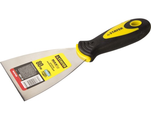 Шпатель MAXFlat, 80 мм, профилированное полотно, двухкомпонентная ручка, нержавеющий STAYER 10041-08