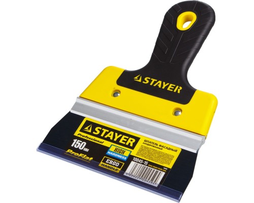 Фасадный шпатель PROFlat, 150 мм, усиленная алюминиевая направляющая, двухкомпонентная ручка, анодированный STAYER 10045-15