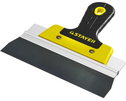 Фасадный шпатель PROFlat, 200 мм, усиленная алюминиевая направляющая, двухкомпонентная ручка, анодированный STAYER 10045-20