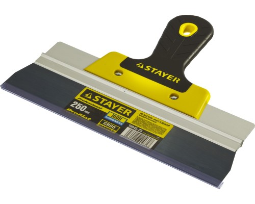 Фасадный шпатель PROFlat, 250 мм, усиленная алюминиевая направляющая, двухкомпонентная ручка, анодированный STAYER 10045-25