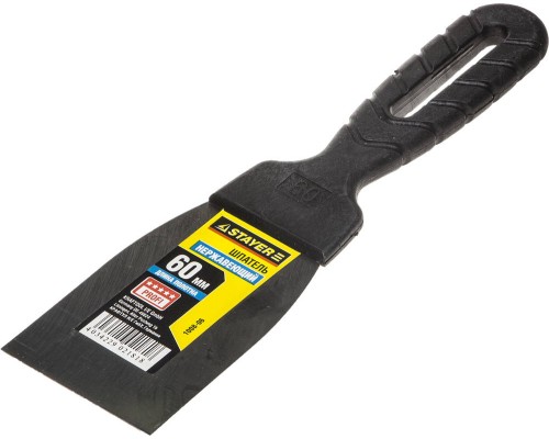 Нержавеющий шпатель PROFlat, 60 мм, пластиковая ручка STAYER 1008-06