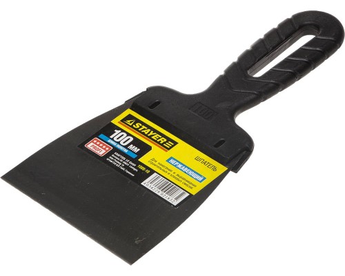 Нержавеющий шпатель PROFlat, 100 мм, пластиковая ручка STAYER 1008-10