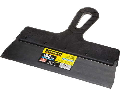 Нержавеющий фасадный шпатель PROFlat, 250 мм, пластиковая ручка STAYER 1008-25