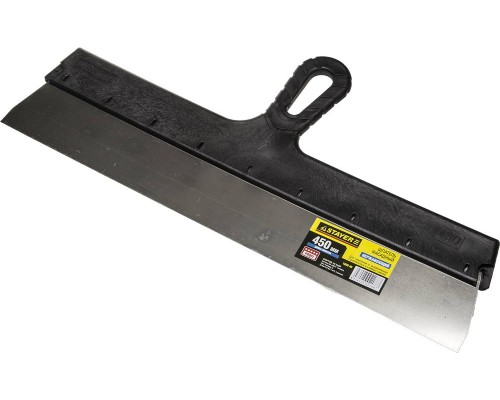 Нержавеющий фасадный шпатель PROFlat, 450 мм, пластиковая ручка STAYER 1008-45