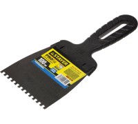 Нержавеющий фасадный шпатель PROFlat, 100 мм, зуб 4x4 мм, пластиковая ручка, зубчатый STAYER 1009-10-04