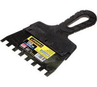 Нержавеющий фасадный шпатель PROFlat, 150 мм, зуб 10x10 мм, пластиковая ручка, зубчатый STAYER 1009-15-10