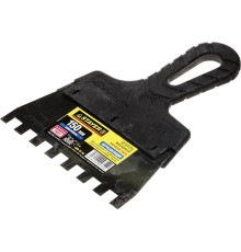 Нержавеющий фасадный шпатель PROFlat, 150 мм, зуб 10x10 мм, пластиковая ручка, зубчатый STAYER 1009-15-10