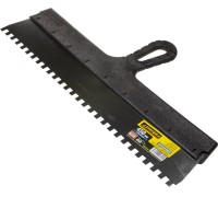 Нержавеющий фасадный шпатель PROFlat, 450 мм, зуб 8x8 мм, пластиковая ручка, зубчатый STAYER 1009-45-08