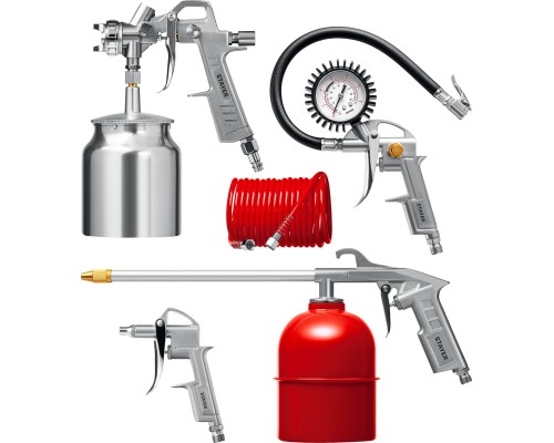 Универсальный набор пневмоинструмента ORION-5S, 5 предметов, с нижним бачком STAYER 06487-H5_z01