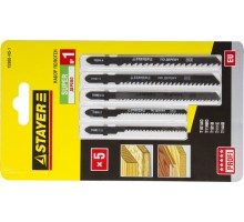 Набор полотен для лобзика T-хвост., по дереву, 5 шт, SUPER №1 STAYER 15980-H5-1